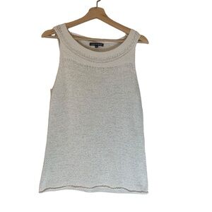 Cable & Gauge White Knit Sleeveless Sweater Womens Size Large
